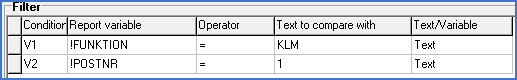 Figure 1418:  These conditions, with the filter expression V1&V2, excludes connectors and displays only one connection for each side of the terminals.