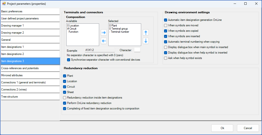 Figure 515:  The third Item designation tab contains the item designation composition for terminals.