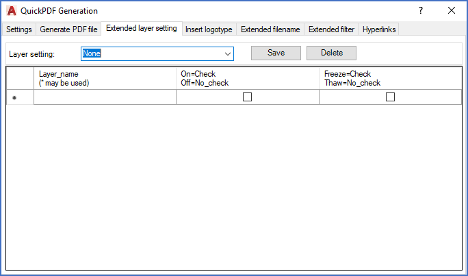 Figure 1052:  No extended layer setting is used.