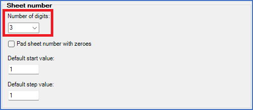 Figure 306:  Specification of maximum number of digits in the sheet numbers