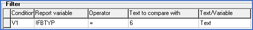 !FBTYP=6 means that only the first cable core of each cable is included. If this condition is replaced with !CABSTAT=1, a cable list which includes all terminal groups and devices on each side of the cable, but without cable core information, is generated. 