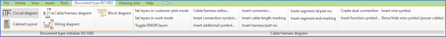 Figure 756:  The "Alternative Document type" tab in Cable/harness diagram mode, containing a total of 2 panels.