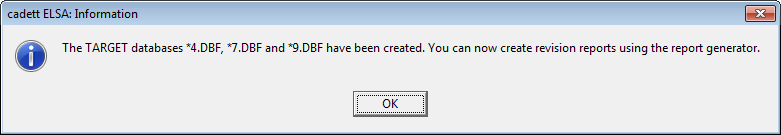 Figure 1472:  This dialogue informs that the comparison is finished, which makes it possible to generate revision reports.