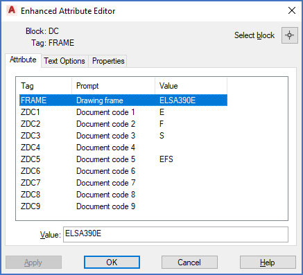 Figure 714:  The "DC" block edited with the Extended Attribute Editing feature