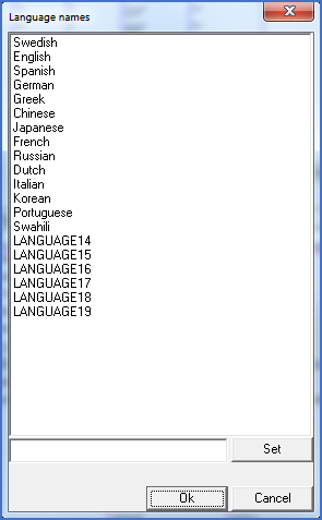 Figure 1537:  The language names dialogue box as displayed when the command is first executed.