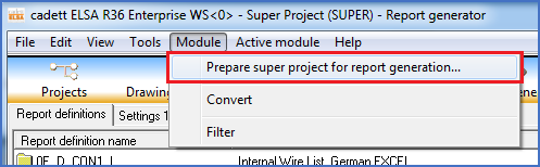 Figure 1435:  The "Prepare super project for report generation" command