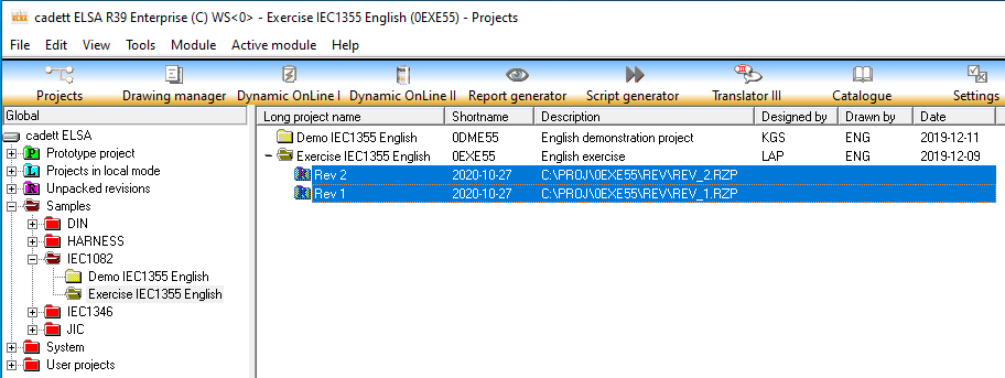 Figure 1641:  A sample project with two revisions