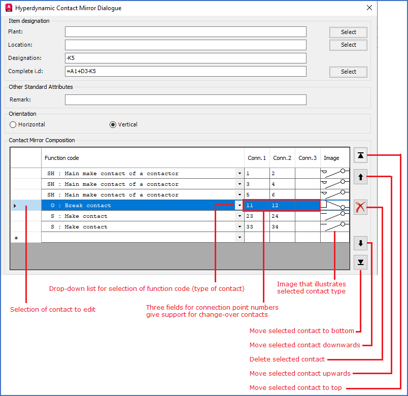 Figure 1199: The "Contact Mirror Composition" section of the "Hyper Dynamic Contact Mirror Dialogue" box