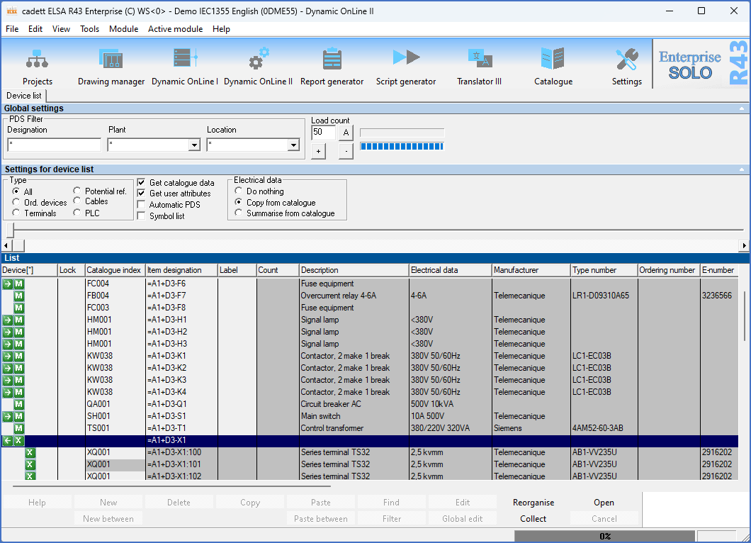 Figure 1199:  The "Dynamic OnLine II" presenting a "Device list"