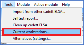 Figure 40:  The "Current workstations" command in the "Tools" pull-down menu
