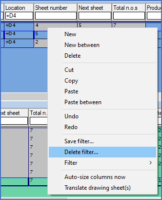 Figure 657:  The "Delete filter..." command in the context menu of the survey