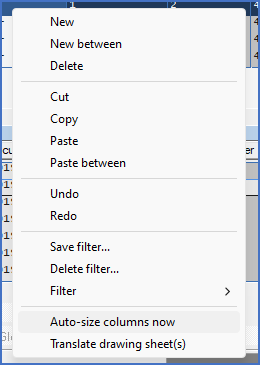 The "Auto-size columns now" command in the context menu of the survey