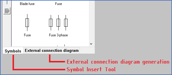 Figure 1077:  Symbol Insert and External connection diagram mode tabs