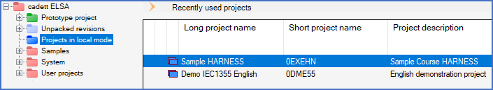 Figure 114:  This is an example with two projects in local mode.