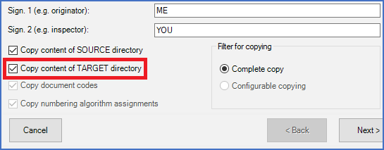 Figure 137:  The most common purpose of this option is to copy reports from the prototype project to the new project.