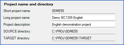 Figure 262:  The "Project name and directory" section