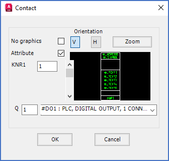 Figure 913: In the "Contact" dialogue, you specify function code (type of I/O) and connection point numbers for each I/O.