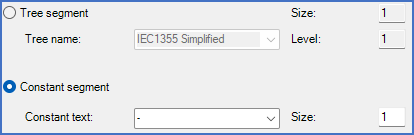 Figure 298:  Use the radio buttons to the left to select either "Tree segment" or "Constant segment".