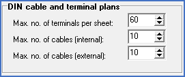 Figure 1346:  The settings for DIN cable and terminal plans in the "Settings 2 tab" of a report definition