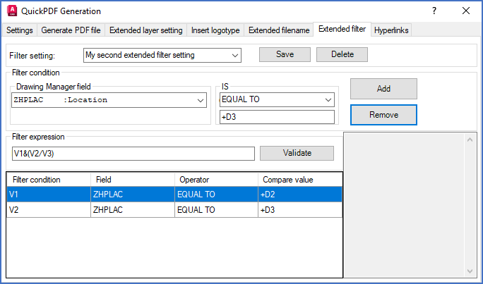 Figure 1084:  The two remaining conditions have received new variable names. The filter expression has therefore become completely wrong, for two reasons. Partly beacuse it now refers to a condition that does not exist, and partly because the relationship between the still remaining conditions has been mixed up.