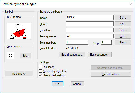 Figure 1255:   The “Terminal symbol dialogue” is displayed when inserting terminals, as well as when editing them.