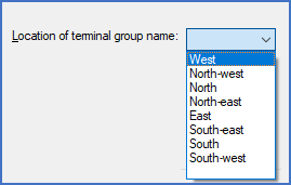 Figure 1261:   "Location of terminal group name" is selected with a drop-down list, as shown here.