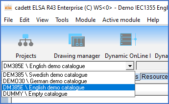 Figure 1607:   Selection of catalogue database using a drop-down list