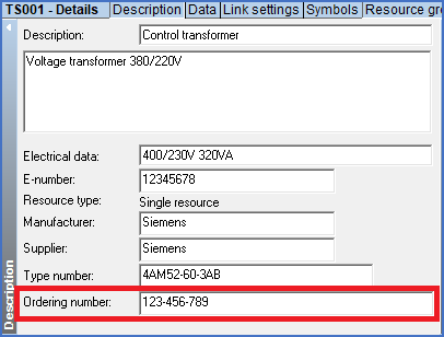 Figure 1620:   The "Ordering number" field