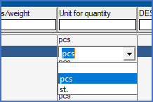 Figure 1629:   Selection of unit for quantity in the survey