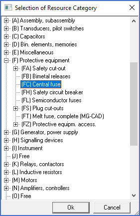 Figure 1623:   The dialogue box for selection of "Resource Category"