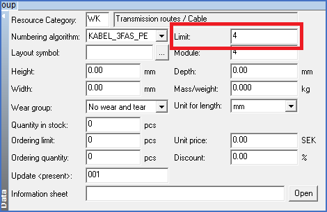 Figure 1625:   The "Limit" field is placed to the right of "Numbering algorithm".