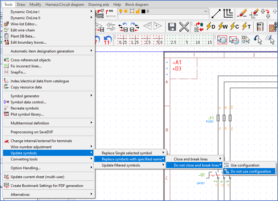 Figure 1291:   "Block update" commands in the "Tools" pull-down menu