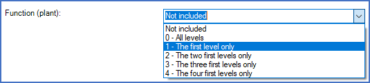 Figure 1838: Here, you define to which degree the function designation (plant) should be included in the definition of numbering areas.