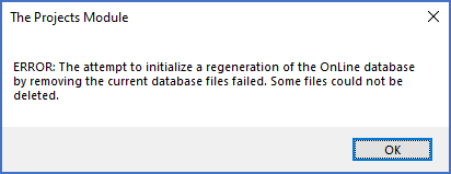 Figure 91: If the software fails to delete all the involved database files, an error message like this is displayed.