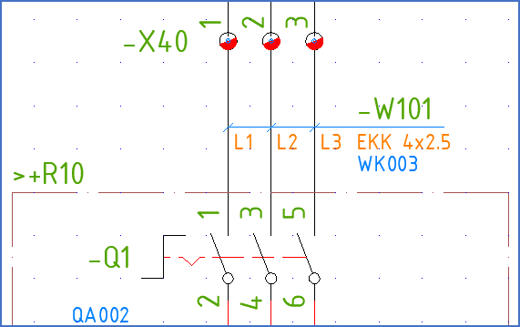 Figure 1393:  A cable symbol in a circuit diagram