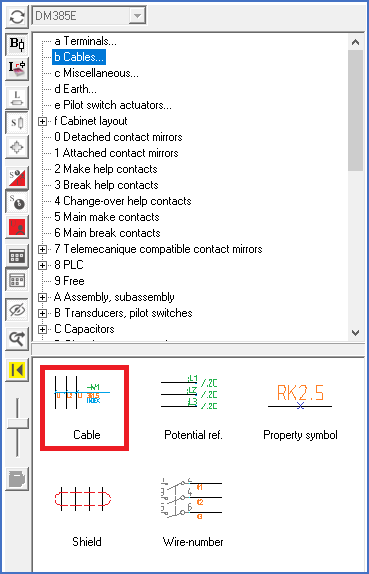 Figure 1394:  The “Cable” command in the Symbol Insert Tool