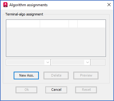 Figure 1373:  When you first enter the Algorithm assignments dialogue box, it will probably be empty, like shown here.