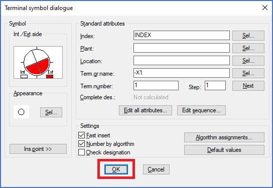 Figure 1357:  The "OK" button in the "Terminal symbol dialogue"