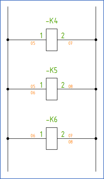 Figure 1245:  Wire-numbers in a horizontal circuit diagram
