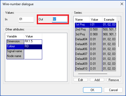 Figure 1256:   The "Out" field in the "Wire-number dialogue"