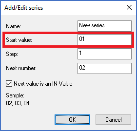 Figure 1267:   The "Start value" field in the "Add/Edit series" dialogue