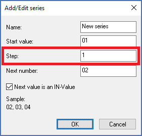 Figure 1268:   The "Step" field in the "Add/Edit series" dialogue