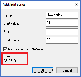 Figure 1270:   The "Sample" that is presented in the "Add/Edit series" dialogue