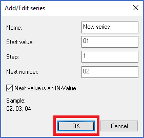 Figure 1271:   The "OK" button in the "Add/Edit series" dialogue