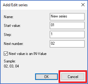 Figure 1272:   The "Cancel" button in the "Add/Edit series" dialogue