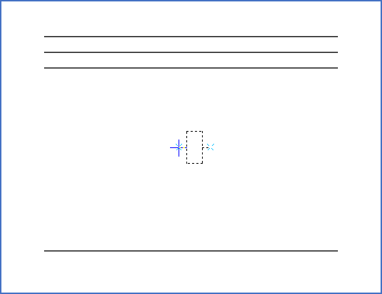 Figure 875:  Here, a horizontal symbol is inserted. AutoLine checks for existing intersecting lines on both sides of the symbol but finds none. Therefore, no lines are drawn.