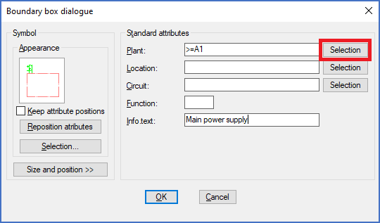 Figure 838:  The "Selection" button for the function aspect ("Plant")
