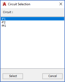 Figure 845:  Selection of an existing "Circuit" (product designation)