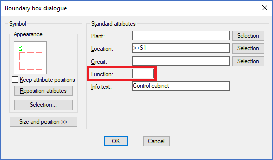 Figure 846:  The "Function" field is in most cases not used and therefore left empty.