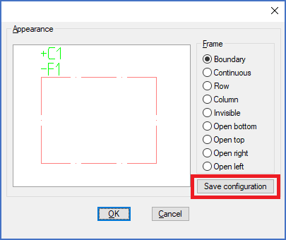 Figure 854:  The "Save configuration" button is used to save the current appearance setting as default for future boundary boxes.